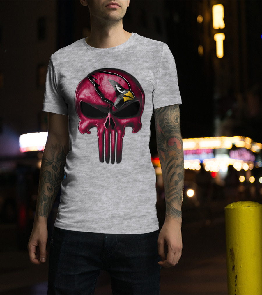 Skull Arizona Cardinals Logo Face T-Shirt