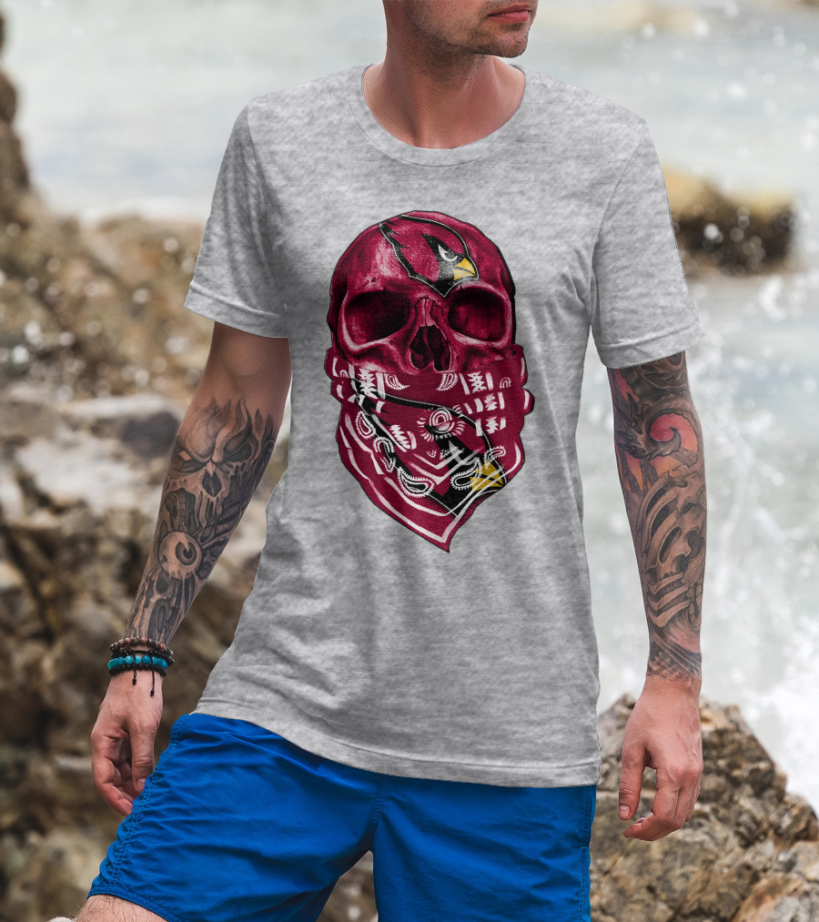 Arizona Cardinals Skull Bandana V5 T-Shirt
