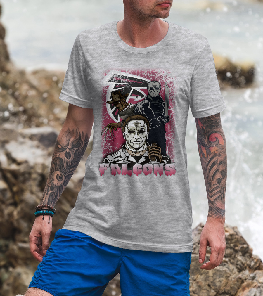 Atlanta Falcons Horror Villains Michael Myers Freddy Krueger Jason Voorhees T-Shirt