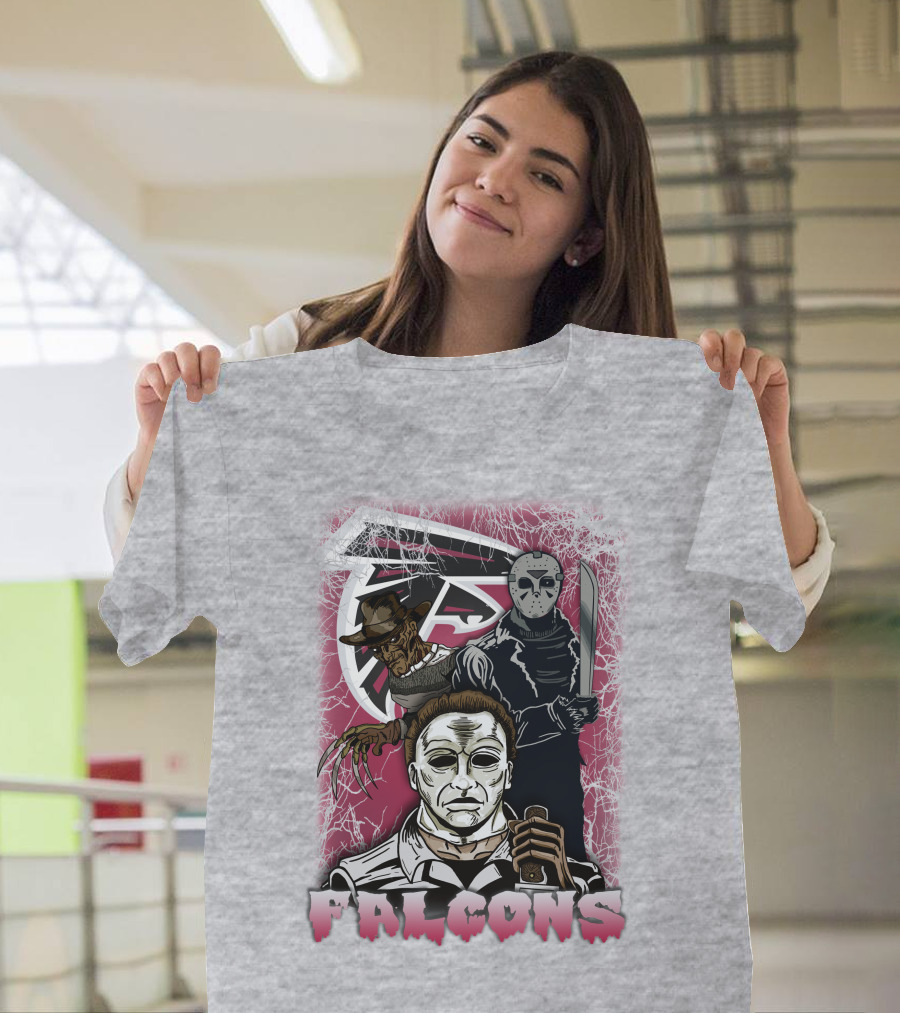 Atlanta Falcons Horror Villains Michael Myers Freddy Krueger Jason Voorhees T-Shirt