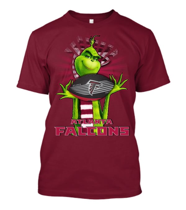 Grinch Holding Atlanta Falcons Football With Scarf T-Shirt