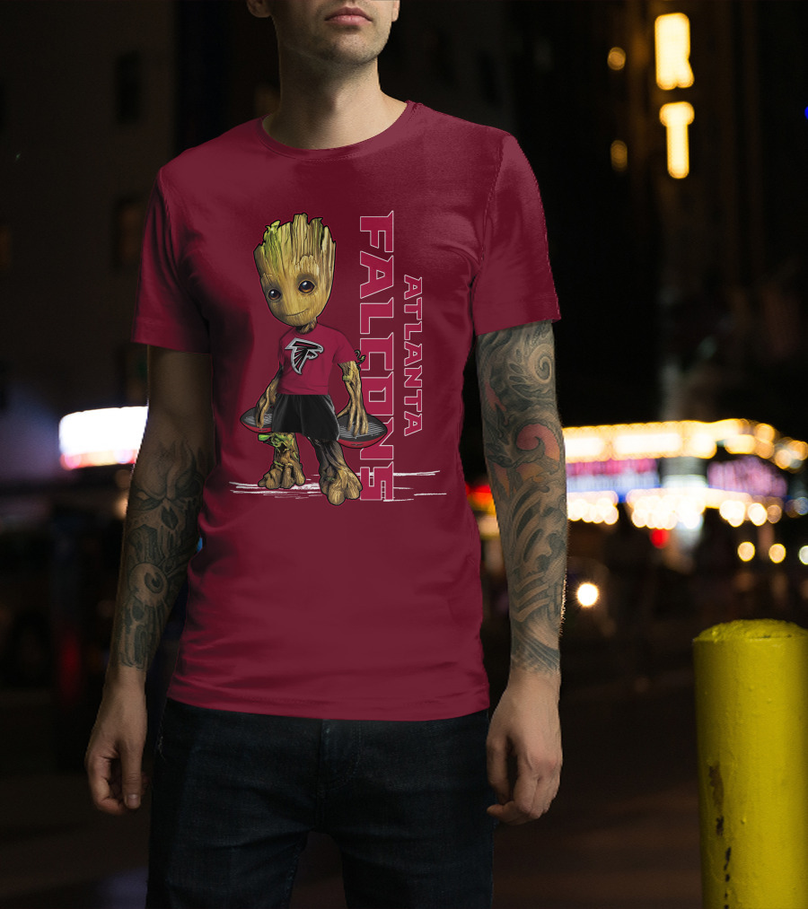 Groot Atlanta Falcons Fan Character Holding Atlanta Falcons T-Shirt
