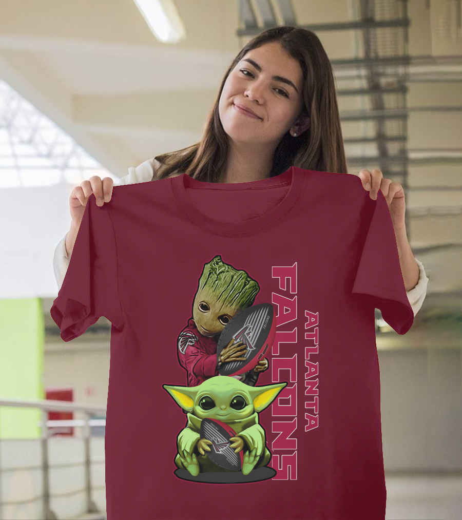 Grzd Atlanta Falcons Groot Baby Yoda Football T-Shirt