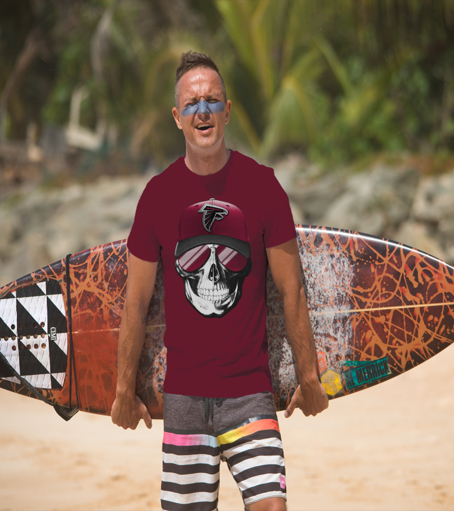 Atlanta Falcons Skull Cap With Reflective Glasses T-Shirt