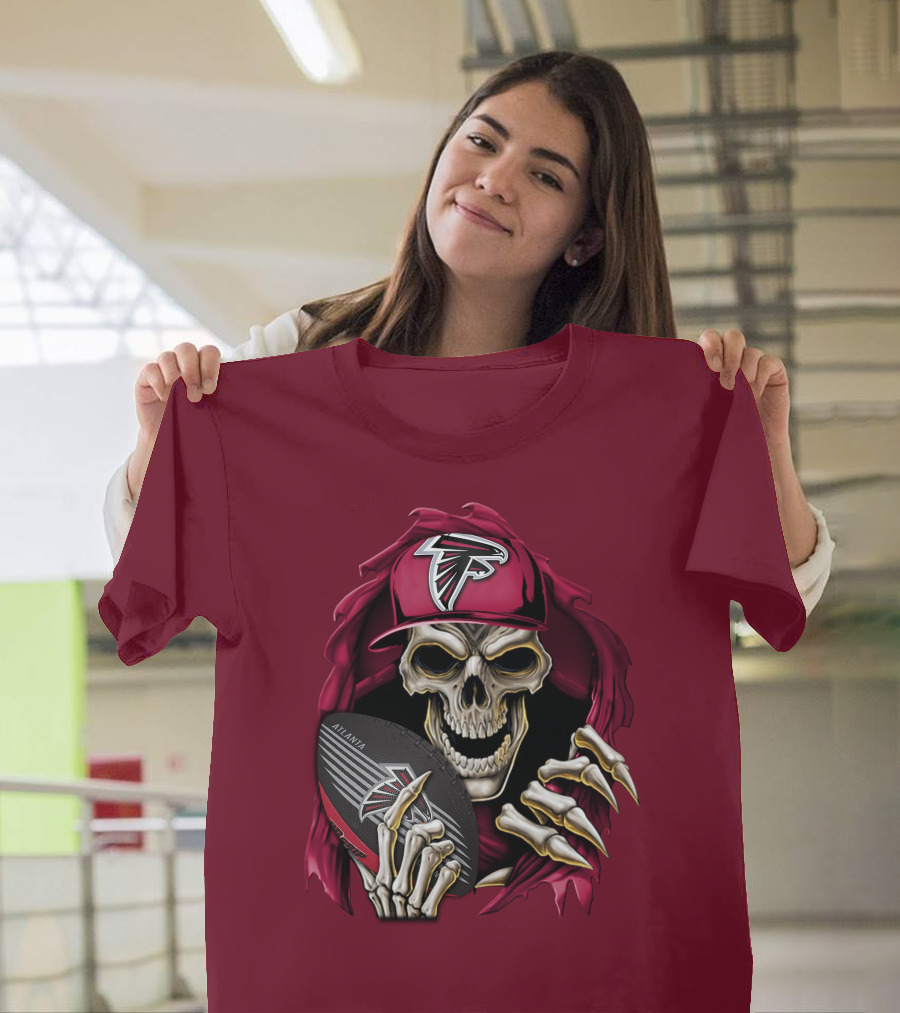 Skullbong Atlanta Falcons Skeleton with Football and Cap T-Shirt