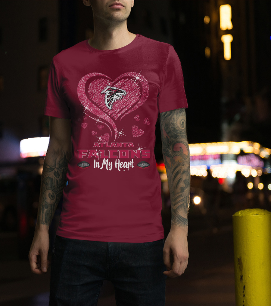 Atlanta Falcons Sparkling Heart Design In My Heart T-Shirt
