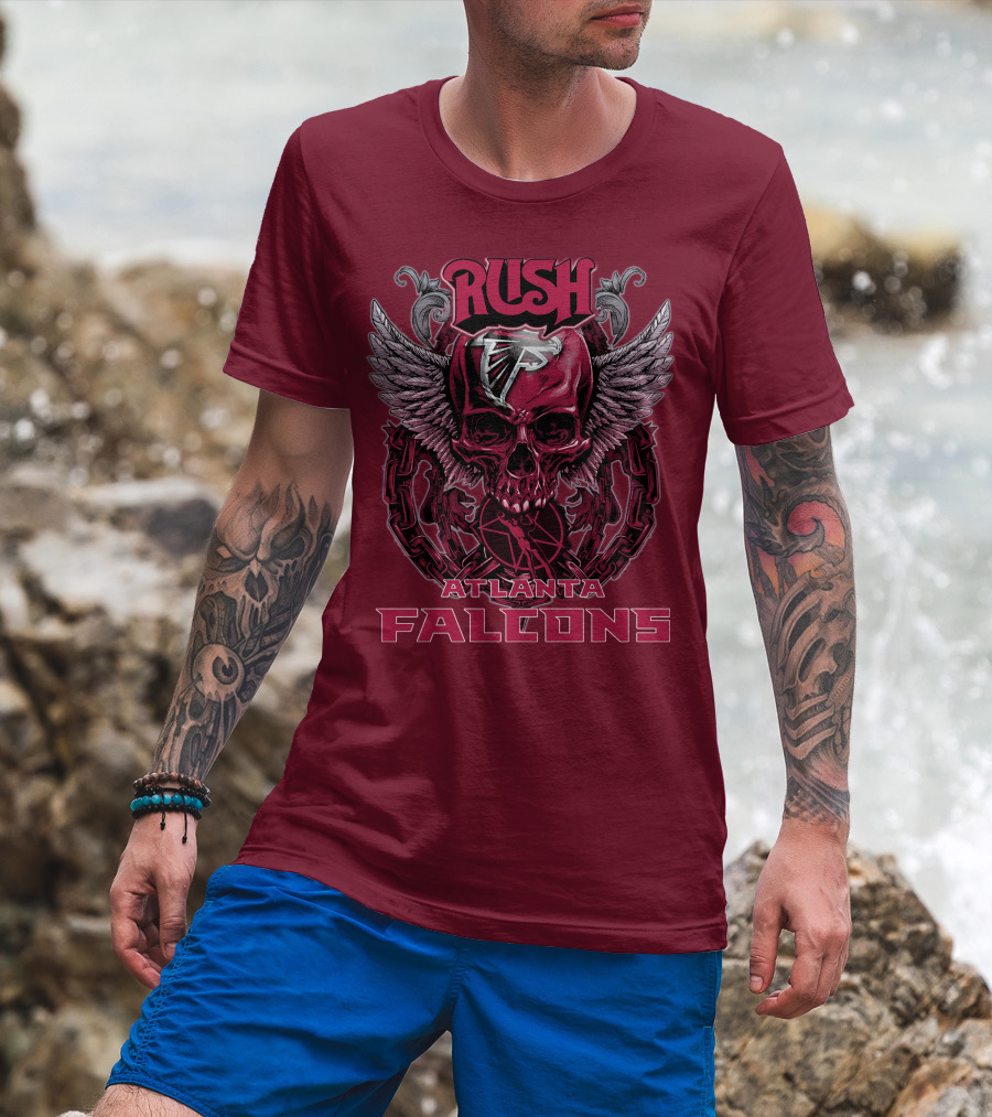 Rush Atlanta Falcons Skull Wings T-Shirt