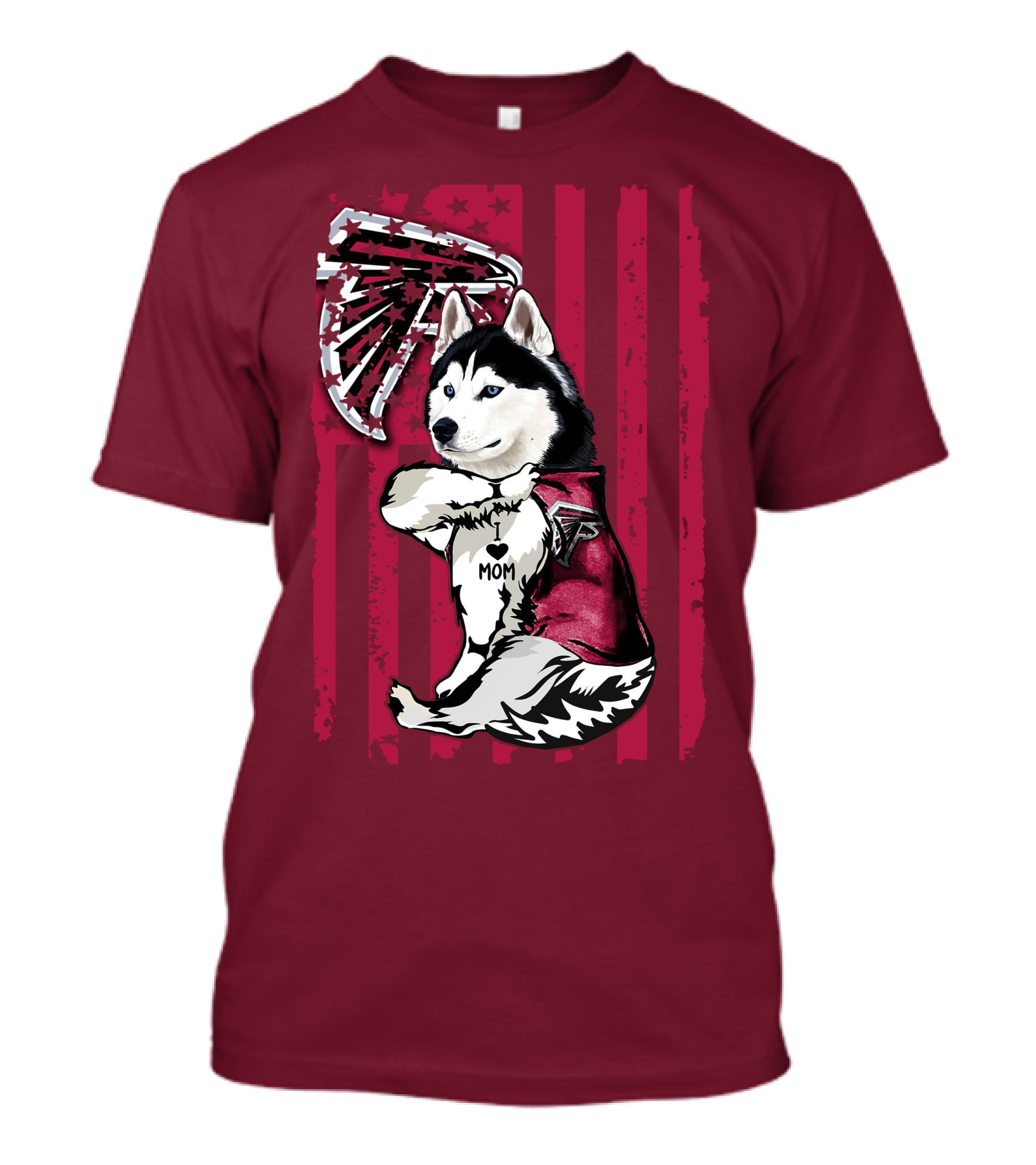 Siberian Husky I Love Mom Atlanta Falcons T-Shirt