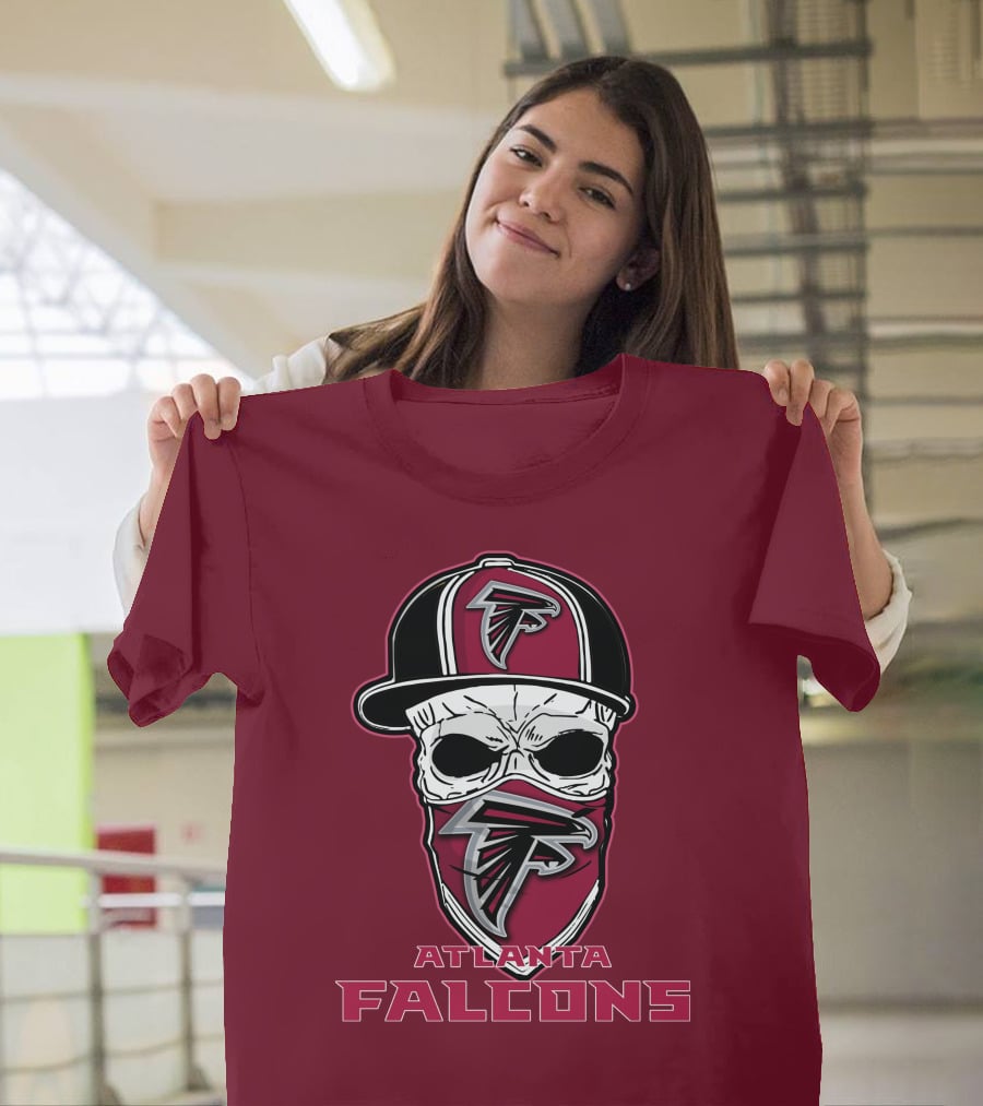 Atlanta Falcons Skull Hat Mask T-Shirt