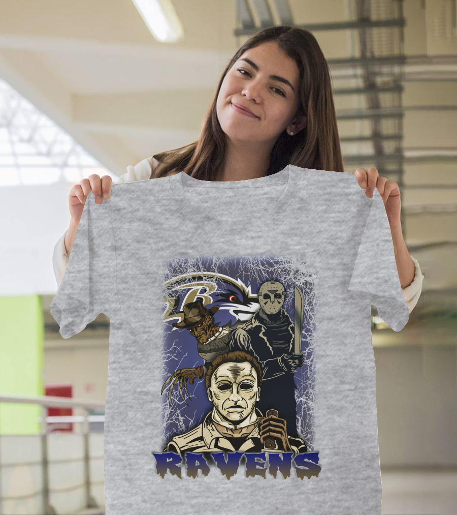 Baltimore Ravens Horror Movie Crossover 35 T-Shirt
