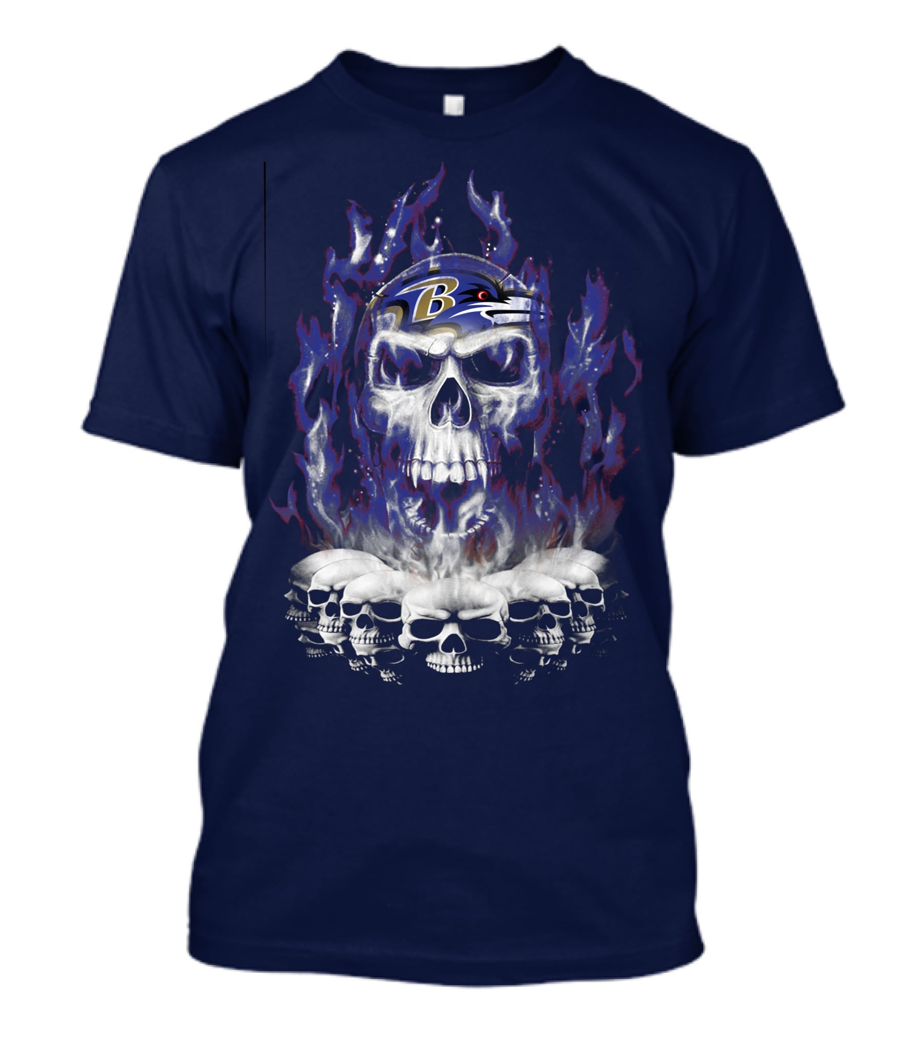 Baltimore Ravens 52 Skulls And Flames Football Helmet T-Shirt