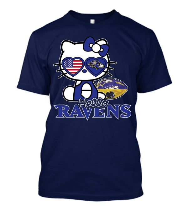 Hello Kitty Ravens Baltimore American Football Fan Cat Toy T-Shirt