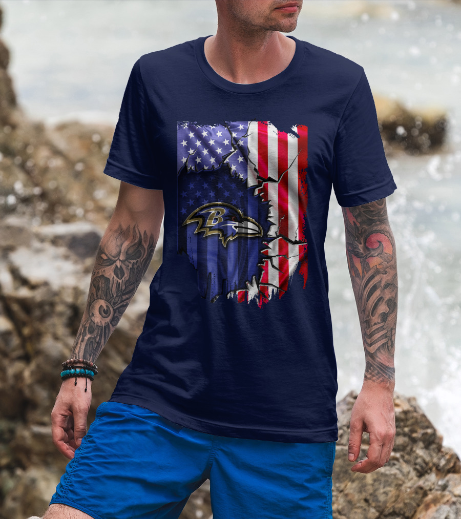 Baltimore Ravens American Flag T-Shirt