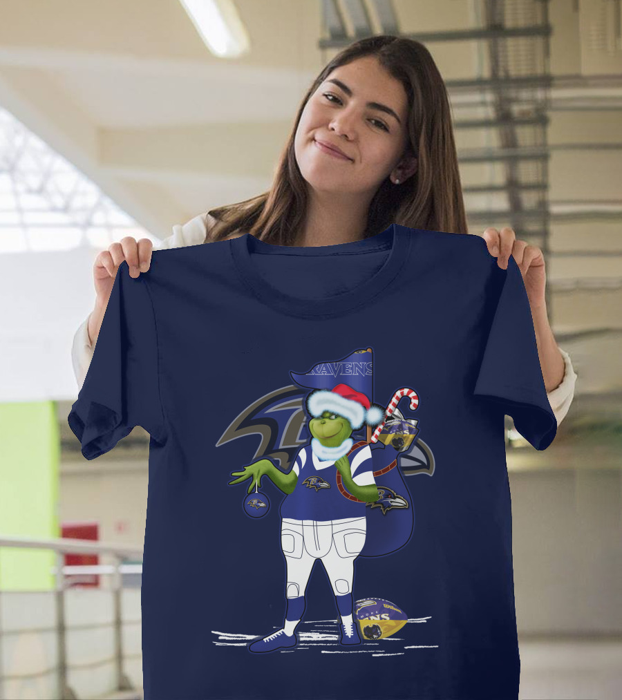 Grinchxmas V1 Baltimore Ravens Dr. Seuss Christmas Football T-Shirt