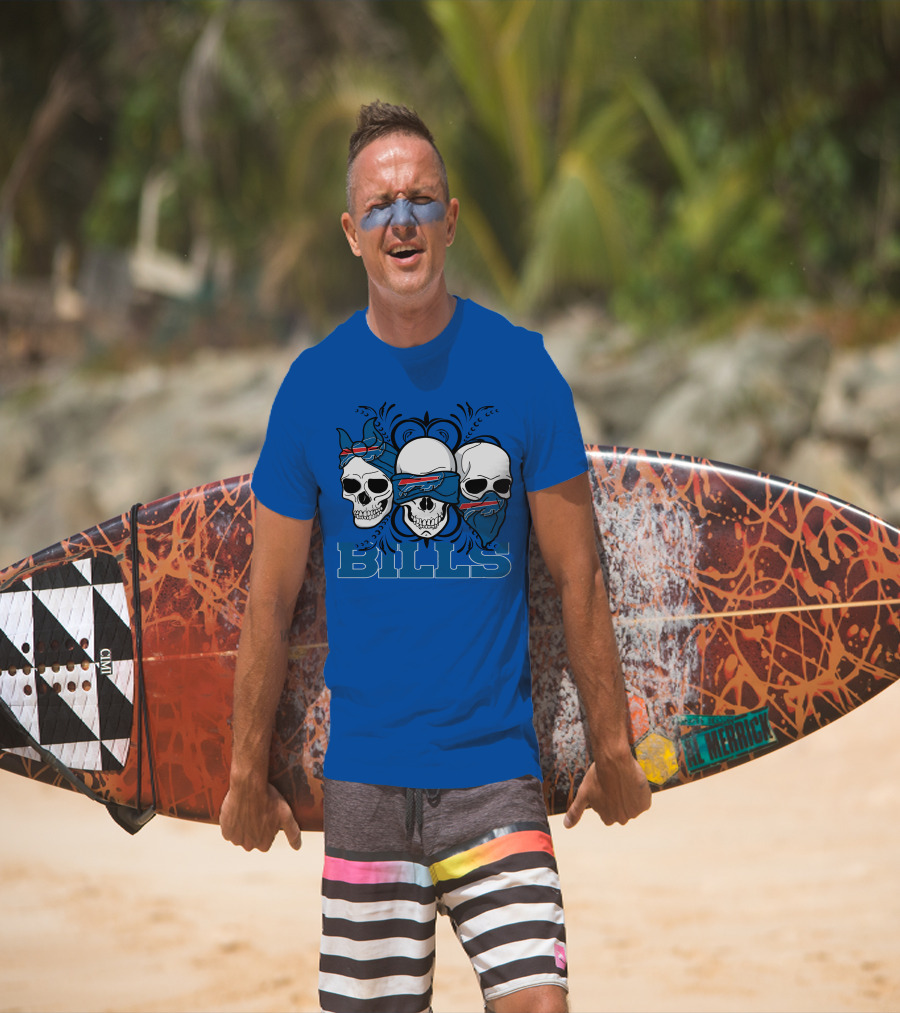 Buffalo Bills Skull Bandana Trio T-Shirt