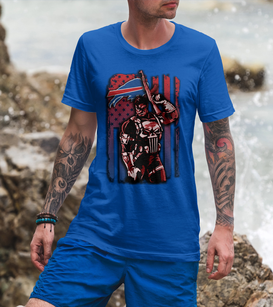 Buffalo Bills Punisher Armed Flag T-Shirt