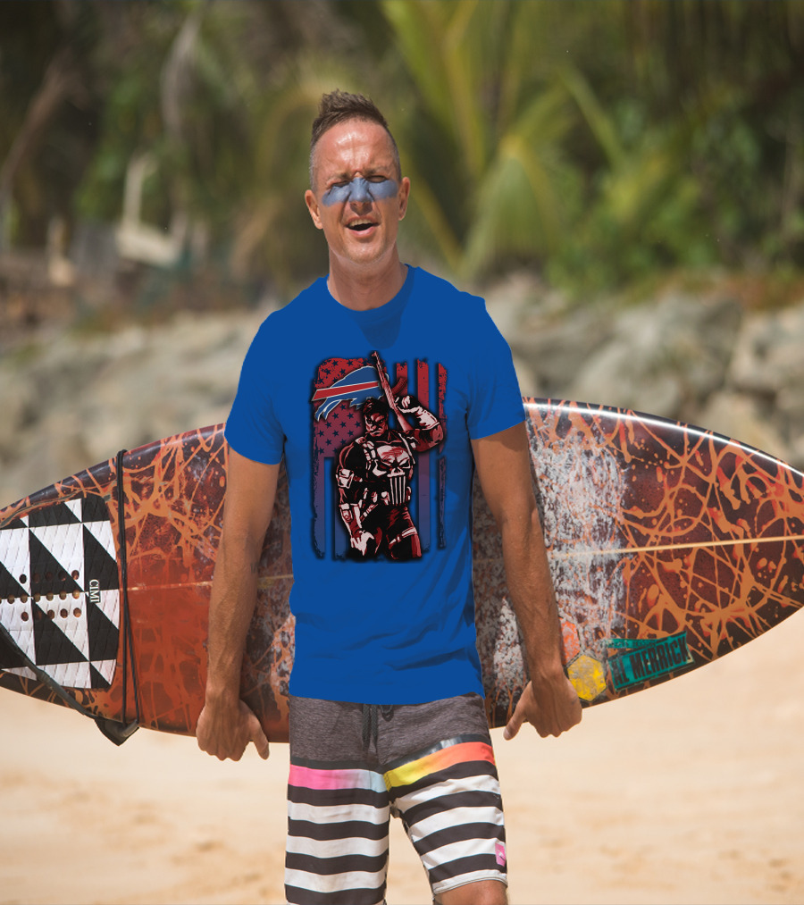 Buffalo Bills Punisher Armed Flag T-Shirt