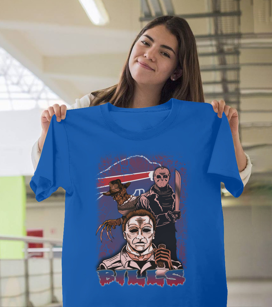 Buffalo Bills Horror Icons Featuring Michael Myers Freddy Krueger Jason Voorhees T-Shirt