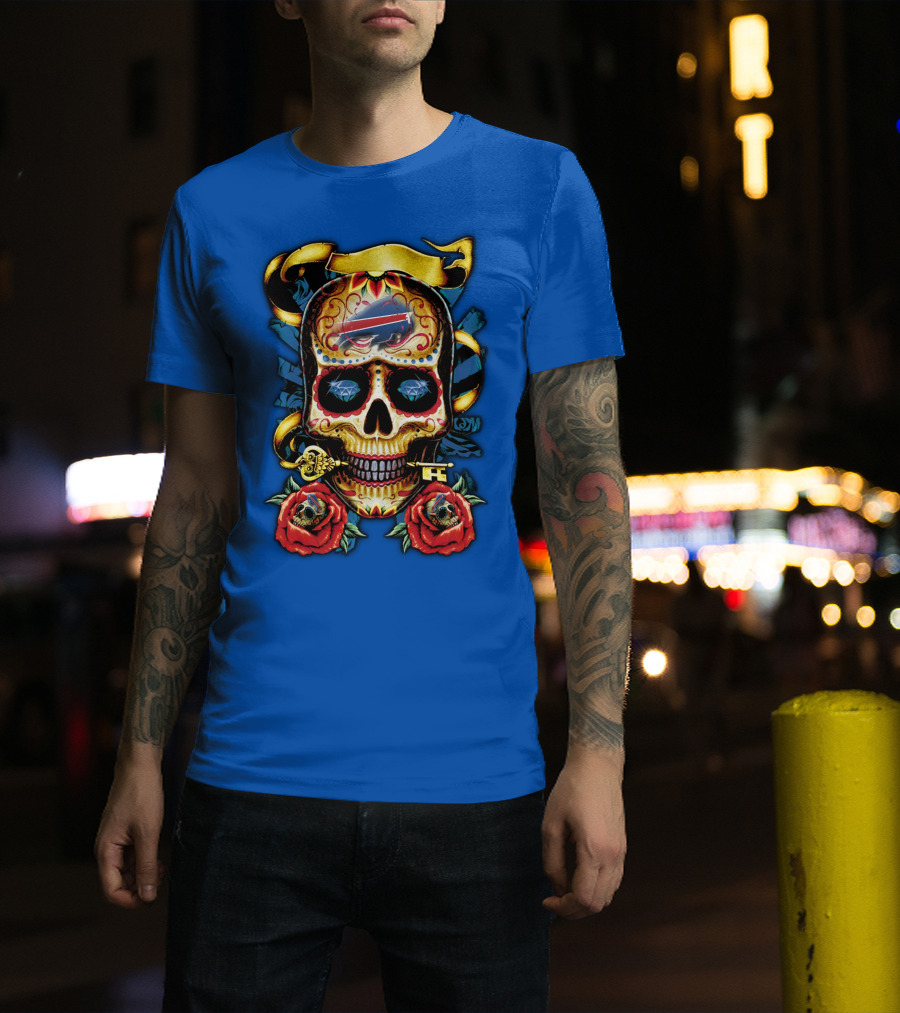 Buffalo Bills Sugar Skull Roses And Keys T-Shirt