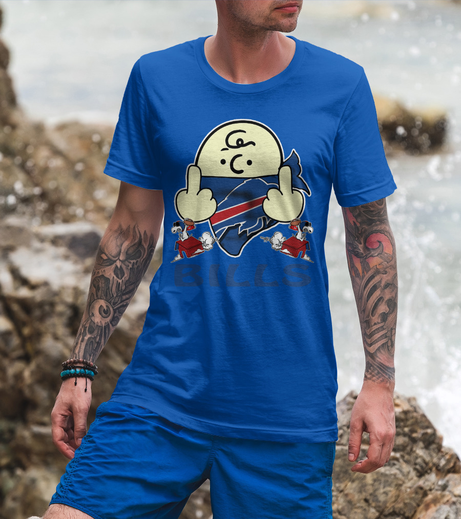 Buffalo Bills Logo With Peanuts Characters T-Shirt