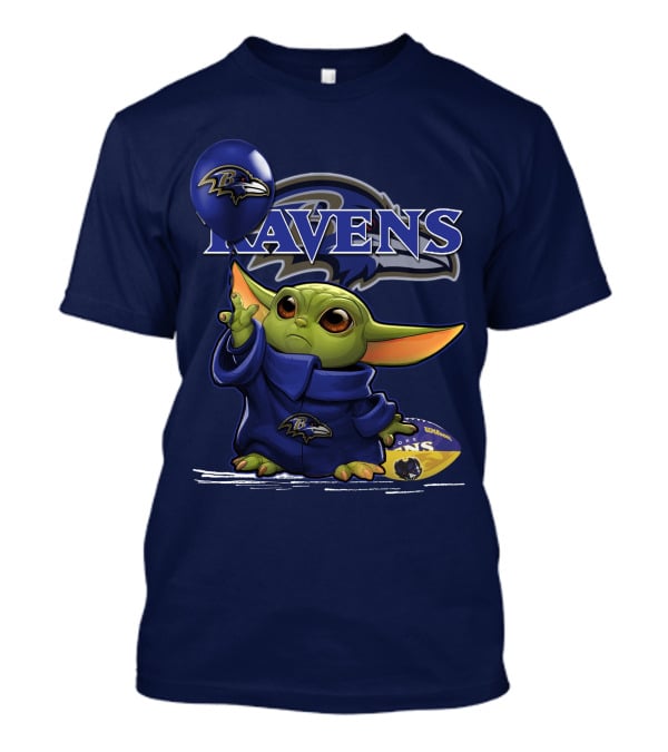 Ravens Yoda V1 Baltimore Ravens Balloon Football T-Shirt
