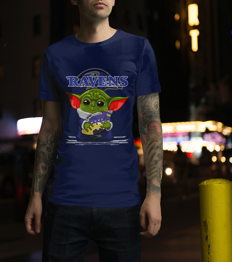Yoda Holding Baltimore Ravens Football Ravens T-Shirt