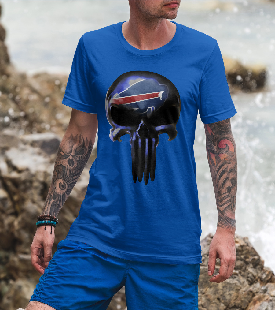 Buffalo Bills Punisher Skull Logo 49ers Crossover T-Shirt