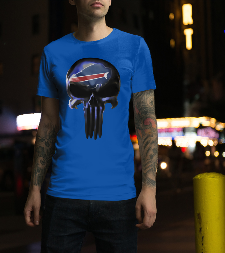 Buffalo Bills Punisher Skull Logo 49ers Crossover T-Shirt