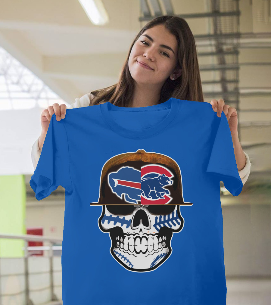 Buffalo Bills Chicago Cubs Skull T-Shirt
