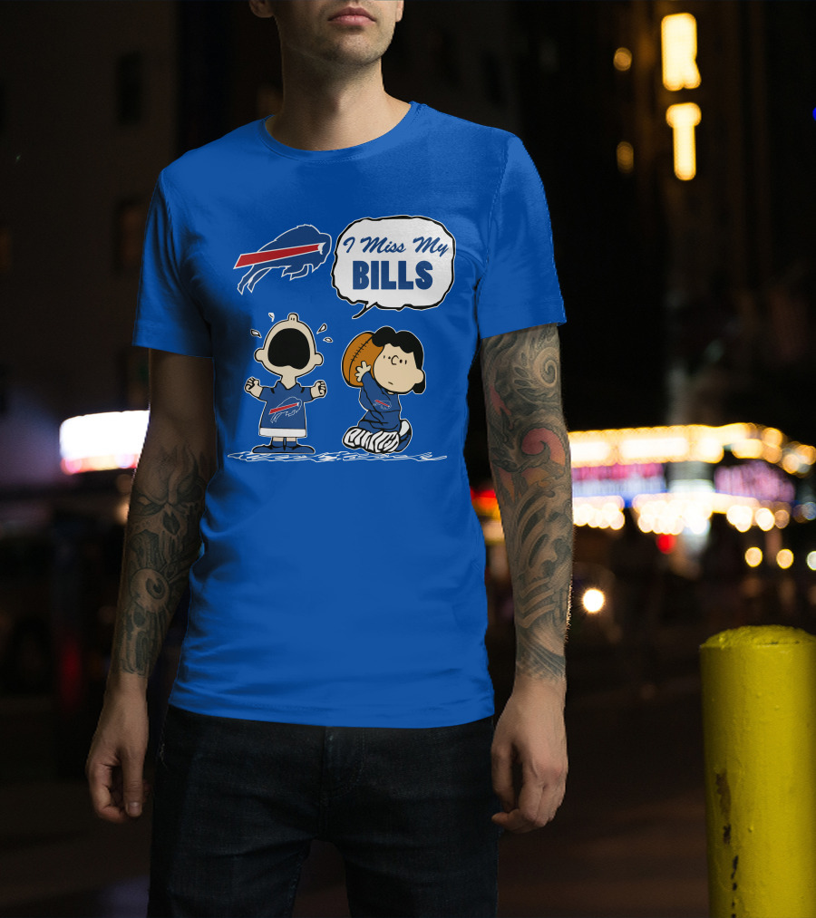 Buffalo Bills I Miss My Bills Football Charlie Lucy Cartoon T-Shirt