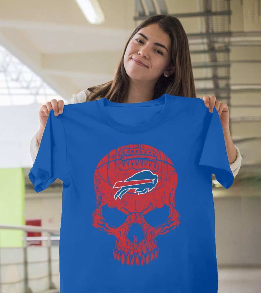 Buffalo Bills Skull Logo Football T-Shirt