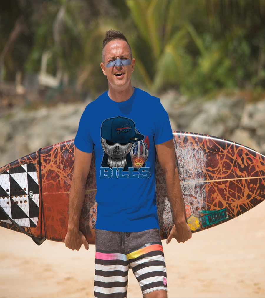 Jackskull Buffalo Bills NFL Skeleton Pumpkin Halloween T-Shirt