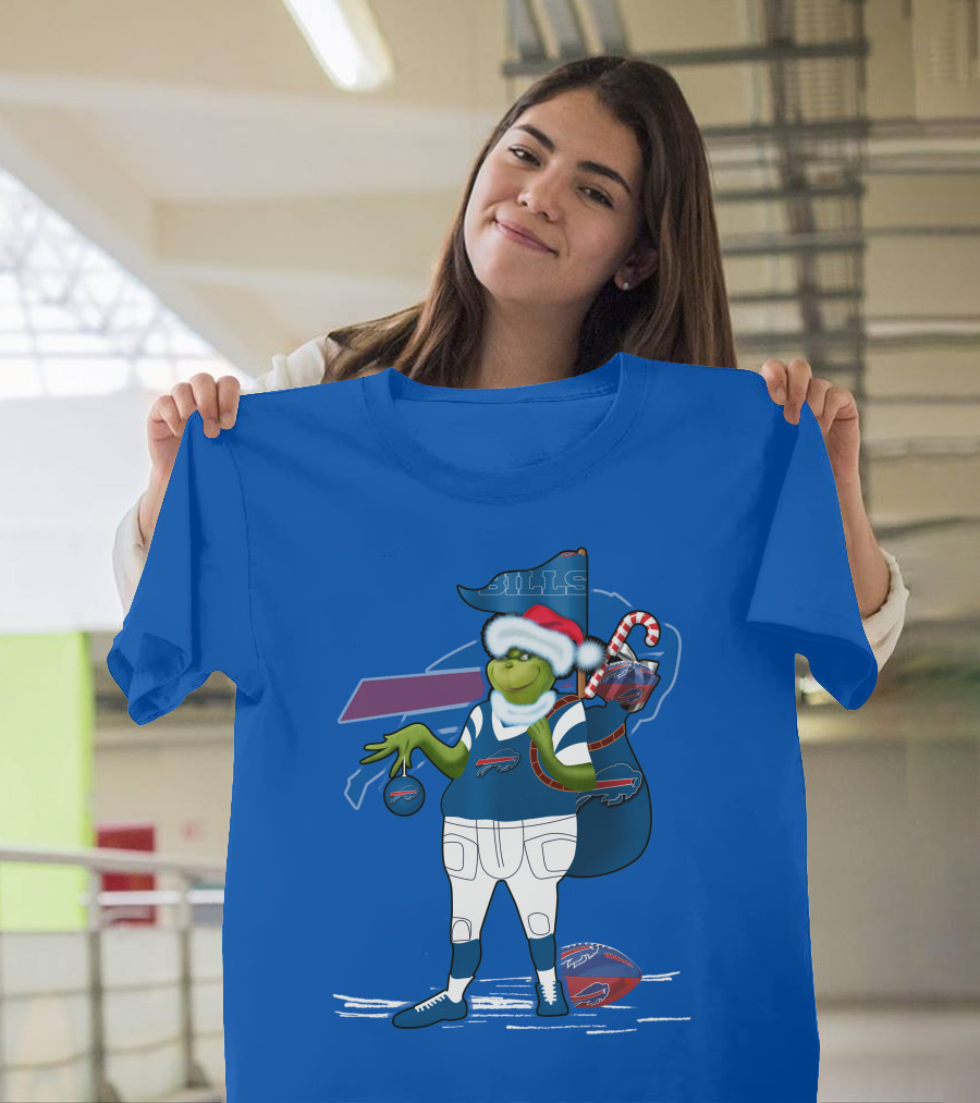 Grinchxmas Buffalo Bills Christmas Santa Football T-Shirt