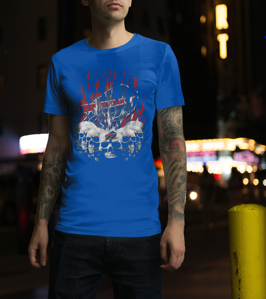 Buffalo Bills Skull Flames 43 Nfl Team T-Shirt