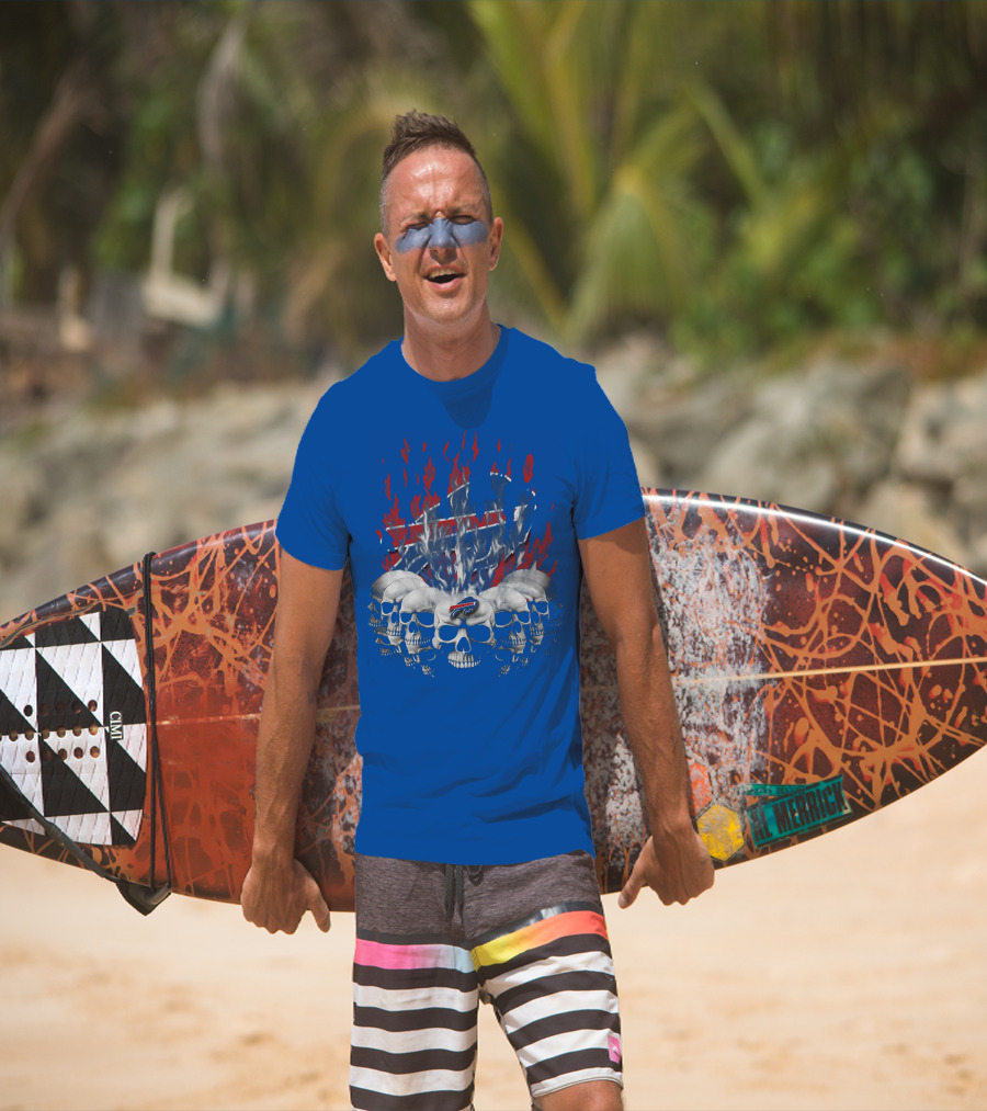 Buffalo Bills Skull Flames 43 Nfl Team T-Shirt