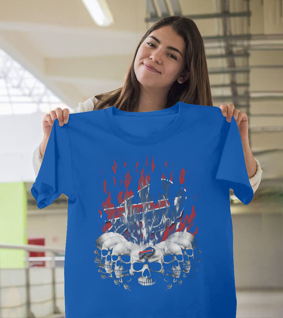 Buffalo Bills Skull Flames 43 Nfl Team T-Shirt
