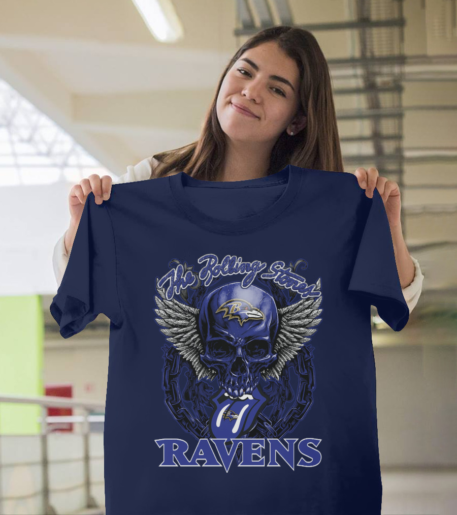 The Rolling Stones Baltimore Ravens Skull Wings T-Shirt
