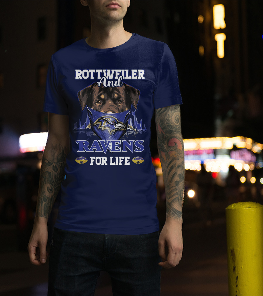 Rottweiler And Ravens For Life Baltimore Ravens T-Shirt
