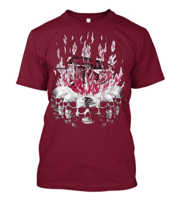 Atlanta Falcons Flaming Skulls Nfl Team Logo T-Shirt