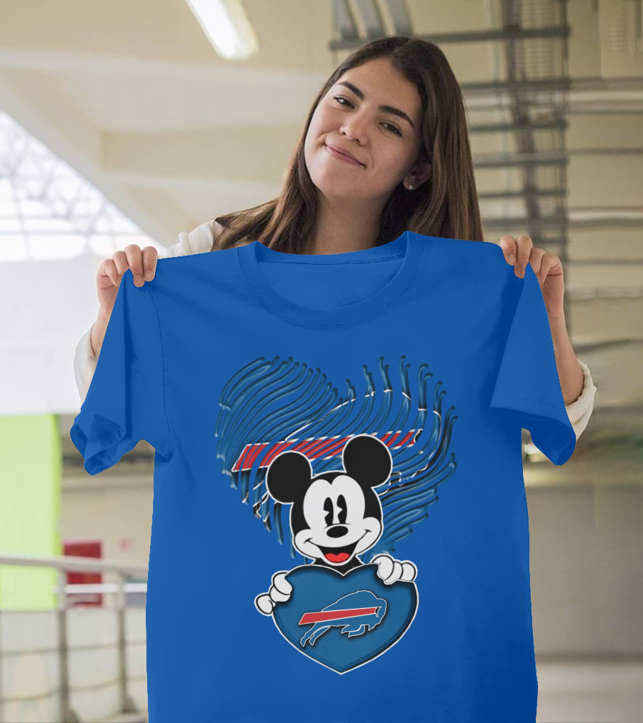 Mick Mouse with Buffalo Bills Heart Logo Fan T-Shirt