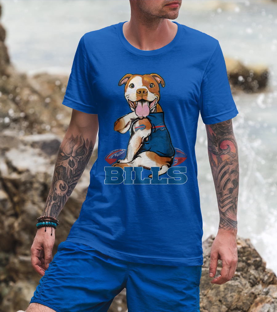 Buffalo Bills Pitbull With Footballs And Team T-Shirt