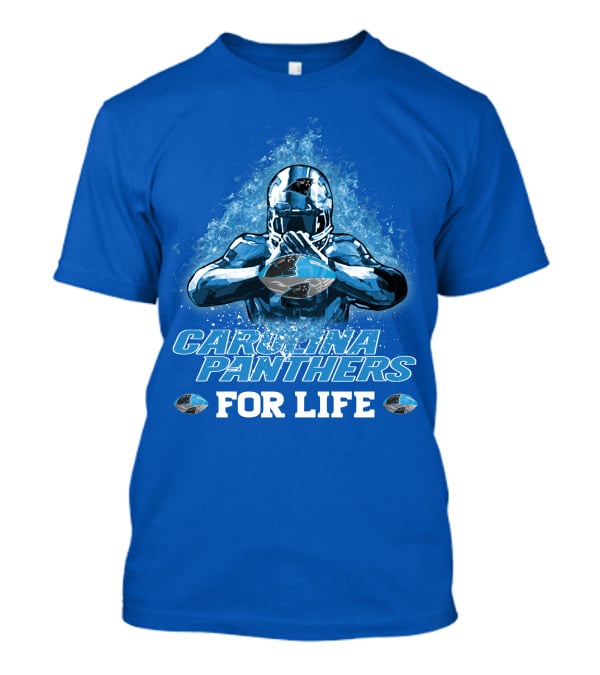 CAROLINA PANTHERS FOR LIFE Football Player Holding Helmet T-Shirt