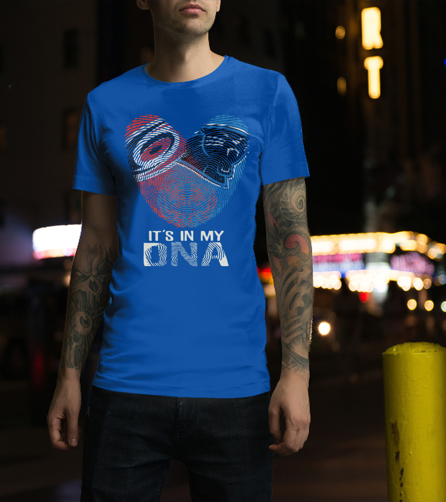 Carolina Panthers 15 It's In My Dna Fingerprint Heart T-Shirt