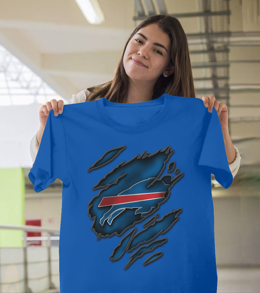 Torn Buffalo Bills Scratched T-Shirt
