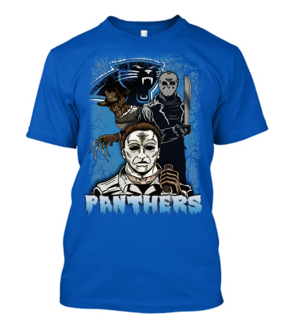 Carolina Panthers Horror Movie Villains Mashup T-Shirt
