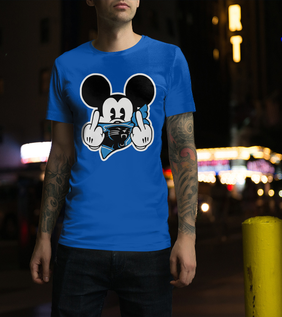 Carolina Panthers 45 Mickey Mouse Middle Finger T-Shirt