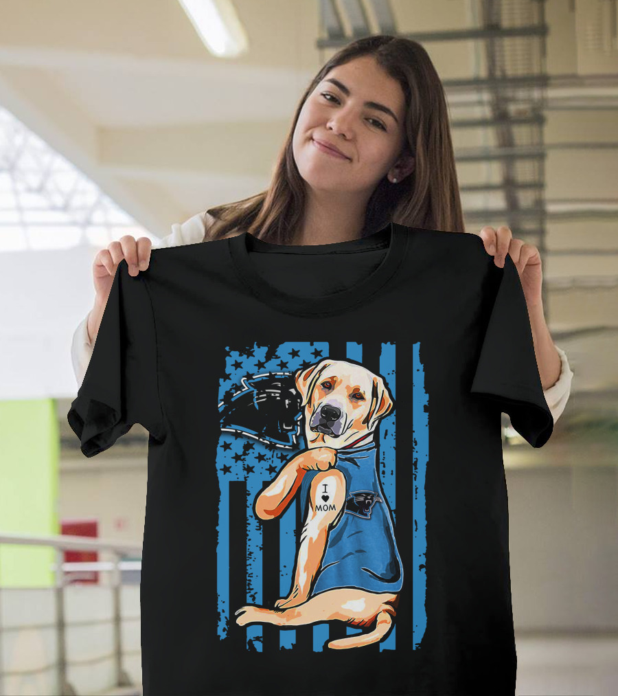 Labrador Retriever I Love Mom Carolina Panthers T-Shirt