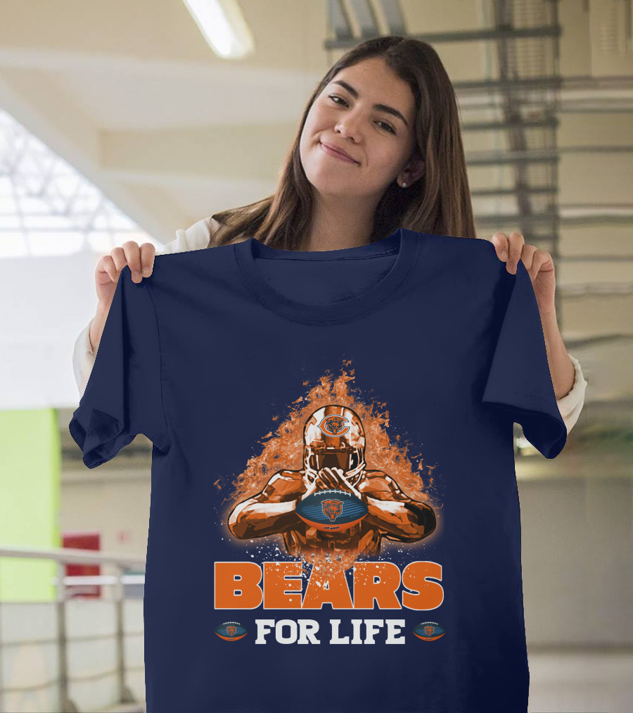 Bears For Life Chicago Bears Football Flames T-Shirt