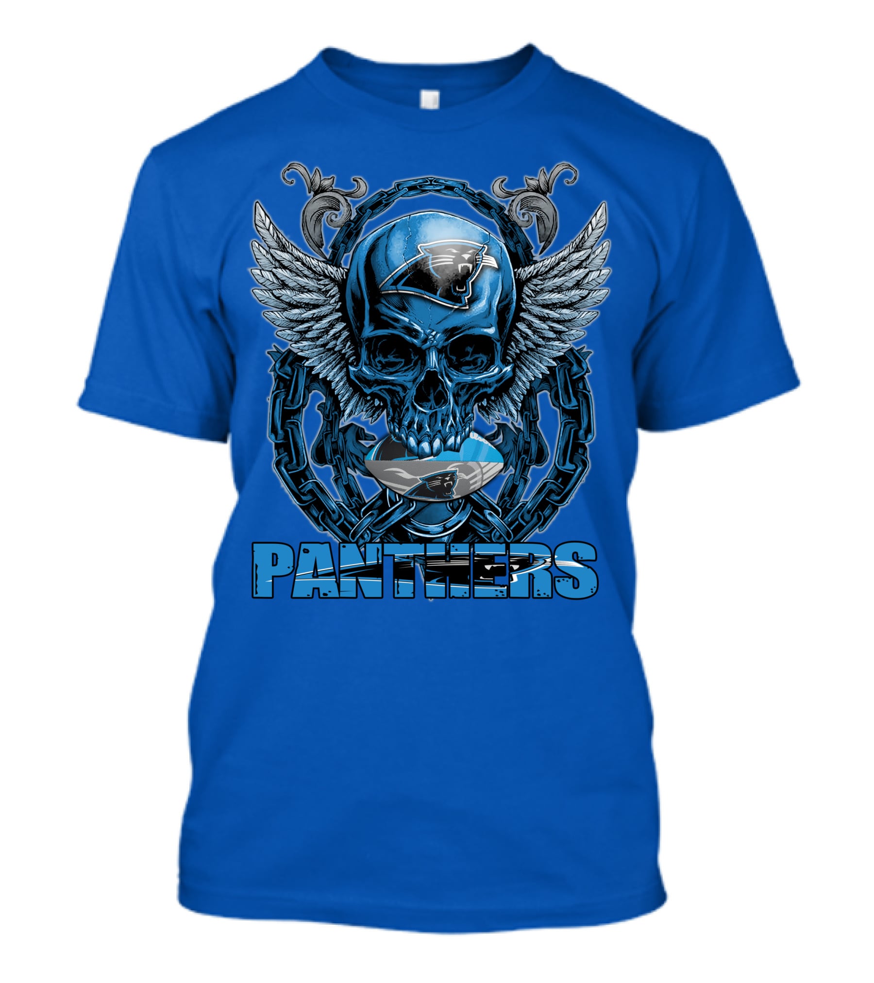 Skullfb PANTHERS Carolina Logo Wings Chains T-Shirt