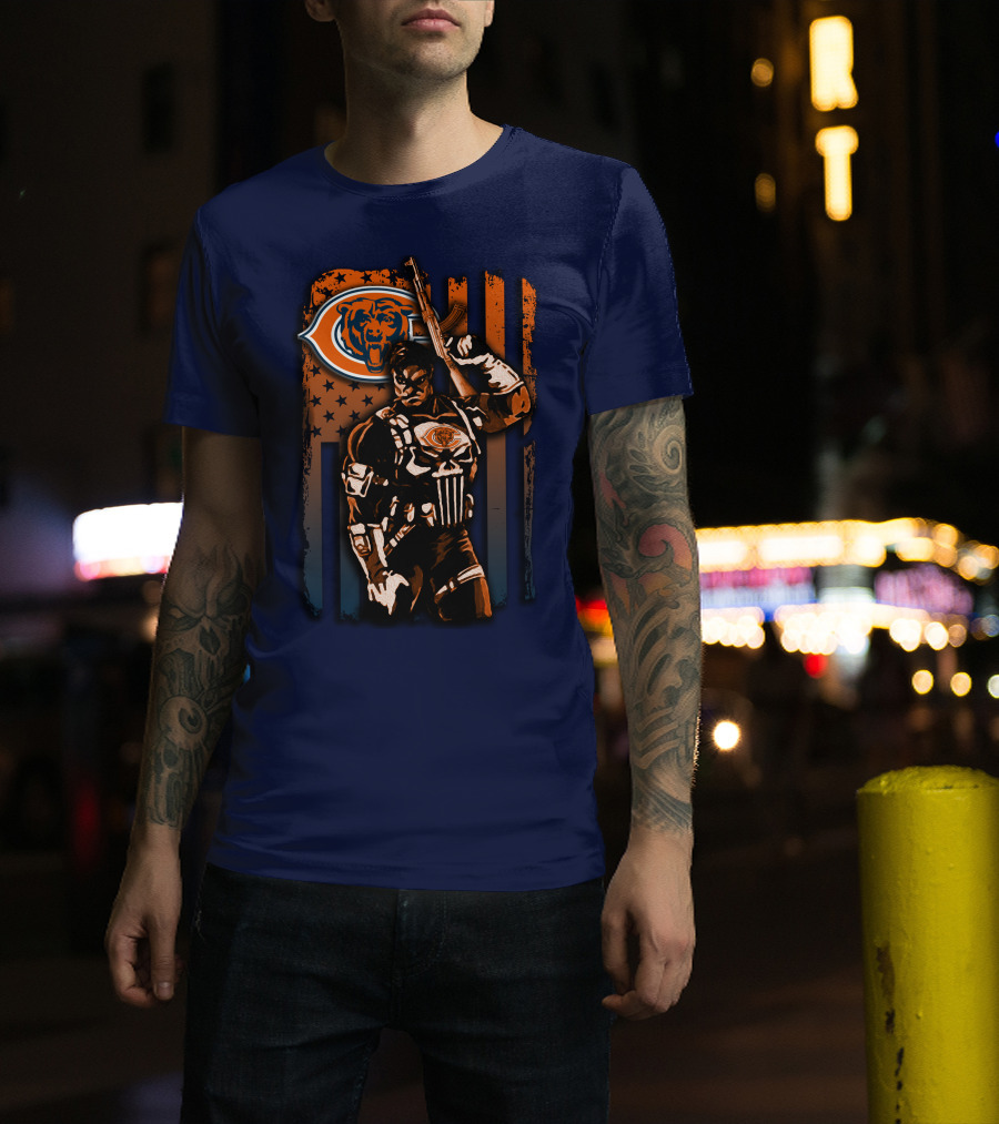 Chicago Bears Punisher Style Football T-Shirt